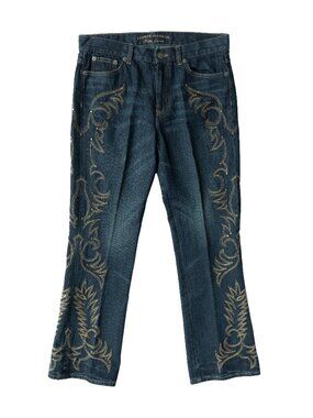 Ralph Lauren Embroidered Jeans Wmns size 8 Western Flare HIgh Waist Denim Pant
